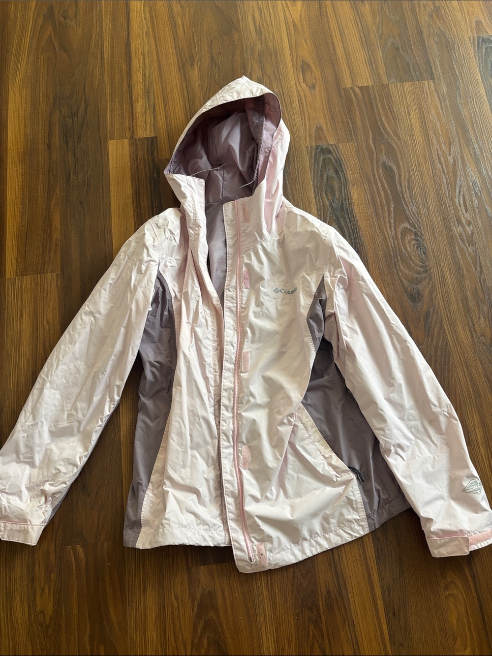Columbia Pale Pink and Mauve Hooded Rain Jacket